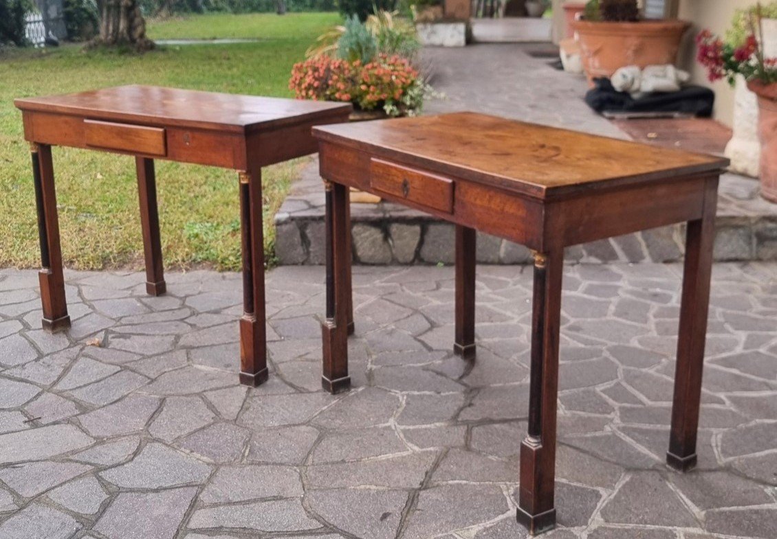 Pair Of Empire Walnut Consoles From 1820-photo-4