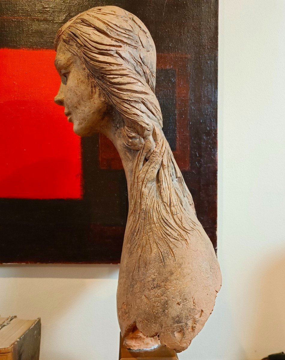 The 1976 Terracotta Female Sculpture: A Masterpiece By Vincenzo Brunetti-photo-4