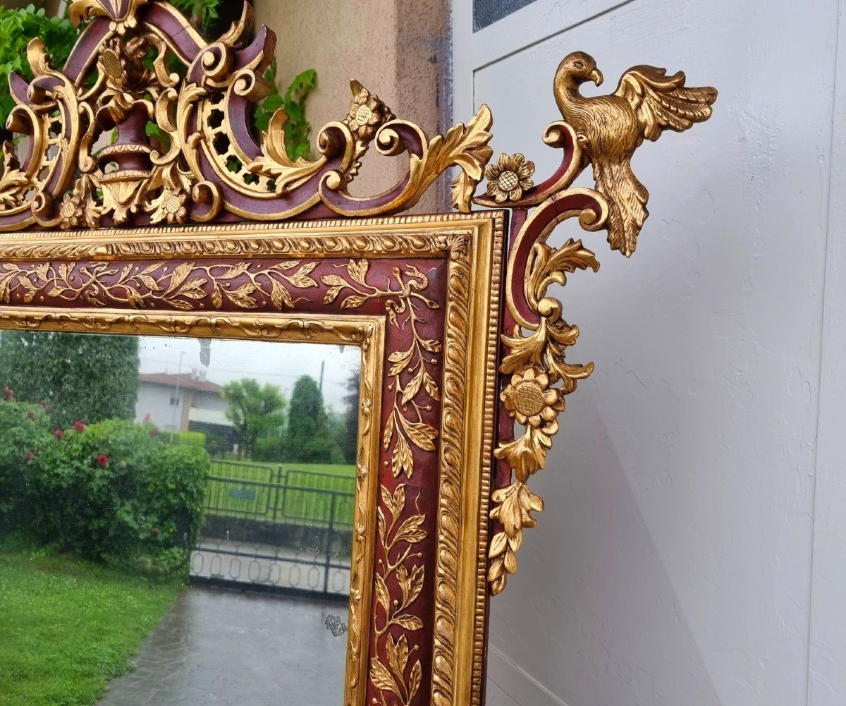 Important Wooden Mirror From 1850: A Lacquered And Gilded Venetian Treasure-photo-2