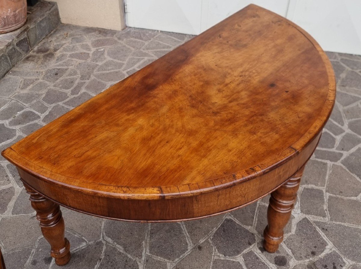 Pair Of Bolognese Consoles In Walnut From 1850-photo-2