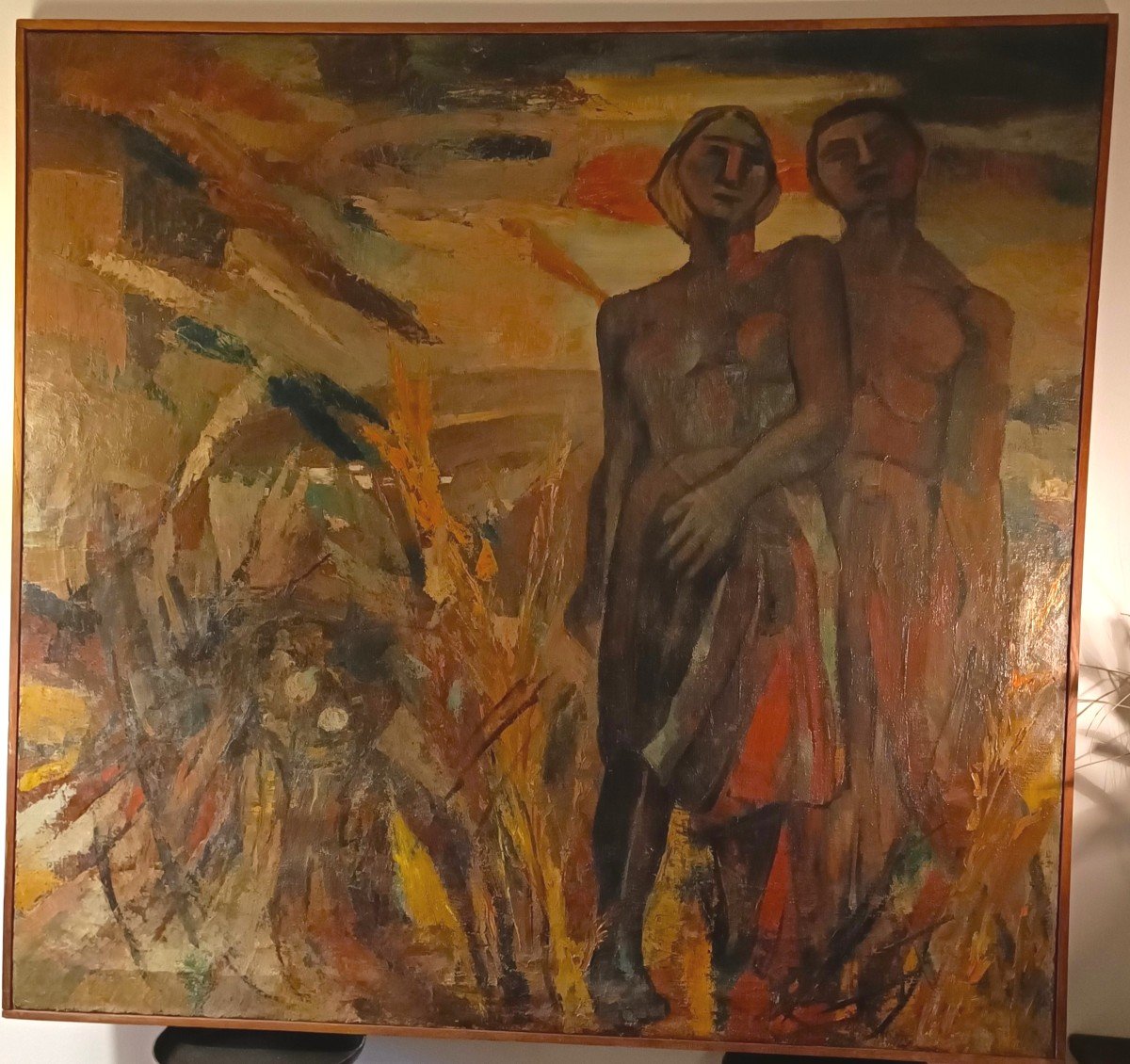 Oil On Canvas Expressionist Masterpiece From 1930: Man And Woman From Colonial Fields-photo-6