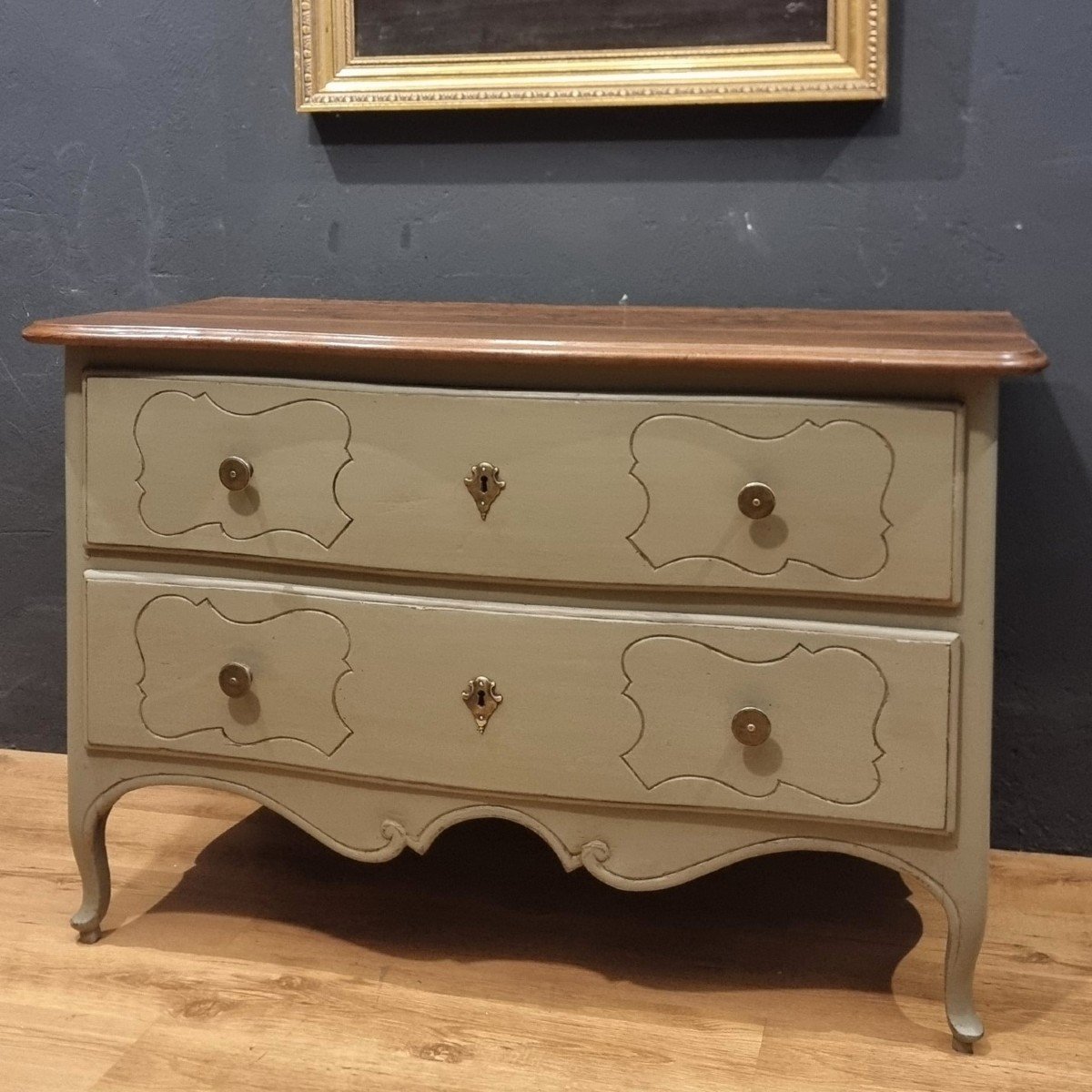 18th Century Parmesan Chest Of Drawers In Sage Green Lacquer-photo-2