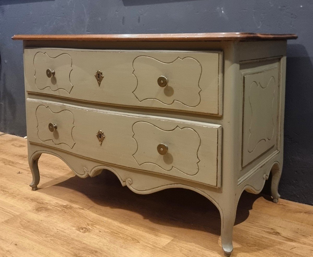 18th Century Parmesan Chest Of Drawers In Sage Green Lacquer-photo-1