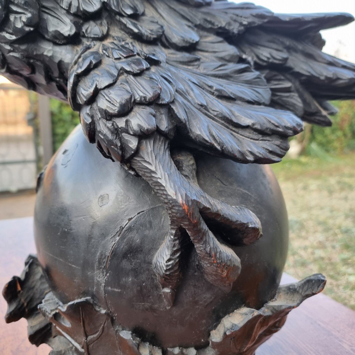 Imperial Eagle In 19th-century Wood – High-quality Sculpture And Rarity-photo-4