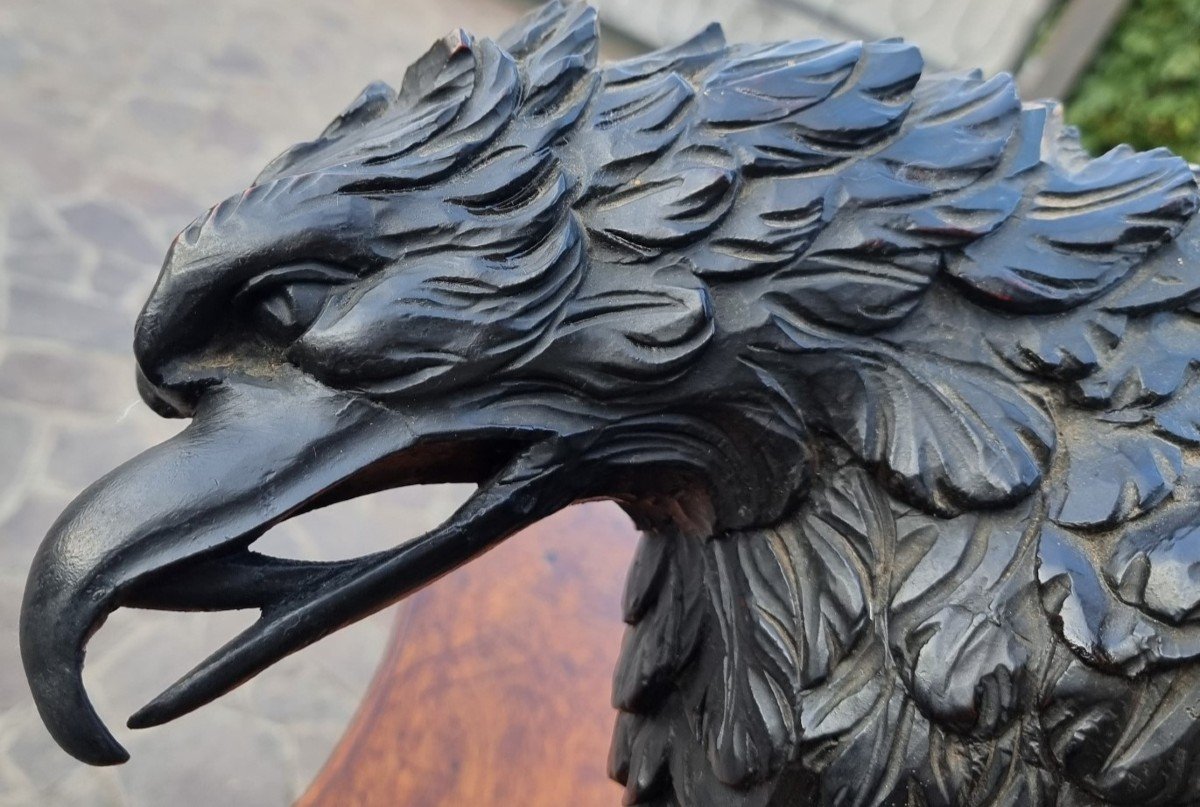 Imperial Eagle In 19th-century Wood – High-quality Sculpture And Rarity-photo-7