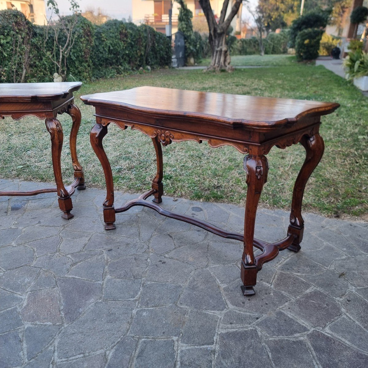 Pair Of 18th-century Walnut Consoles – Venetian Louis XV Style-photo-2