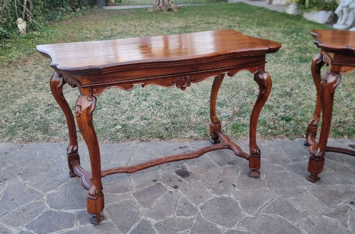 Pair Of 18th-century Walnut Consoles – Venetian Louis XV Style-photo-3