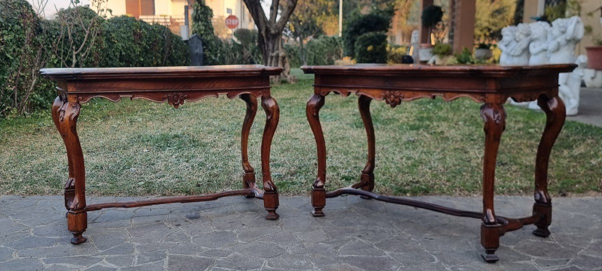 Pair Of 18th-century Walnut Consoles – Venetian Louis XV Style-photo-6