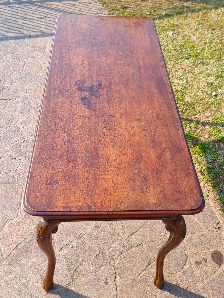 Table En Noyer De 1750 De Style Louis XV De Turin Avec Plateau En Planche Unique-photo-4