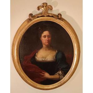 Huile Sur Toile Du XVIIe Siècle : Portrait d'Une Noble Dame