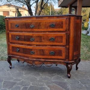 19th-century Venetian Walnut Chest Of Drawers With Palm Inlays