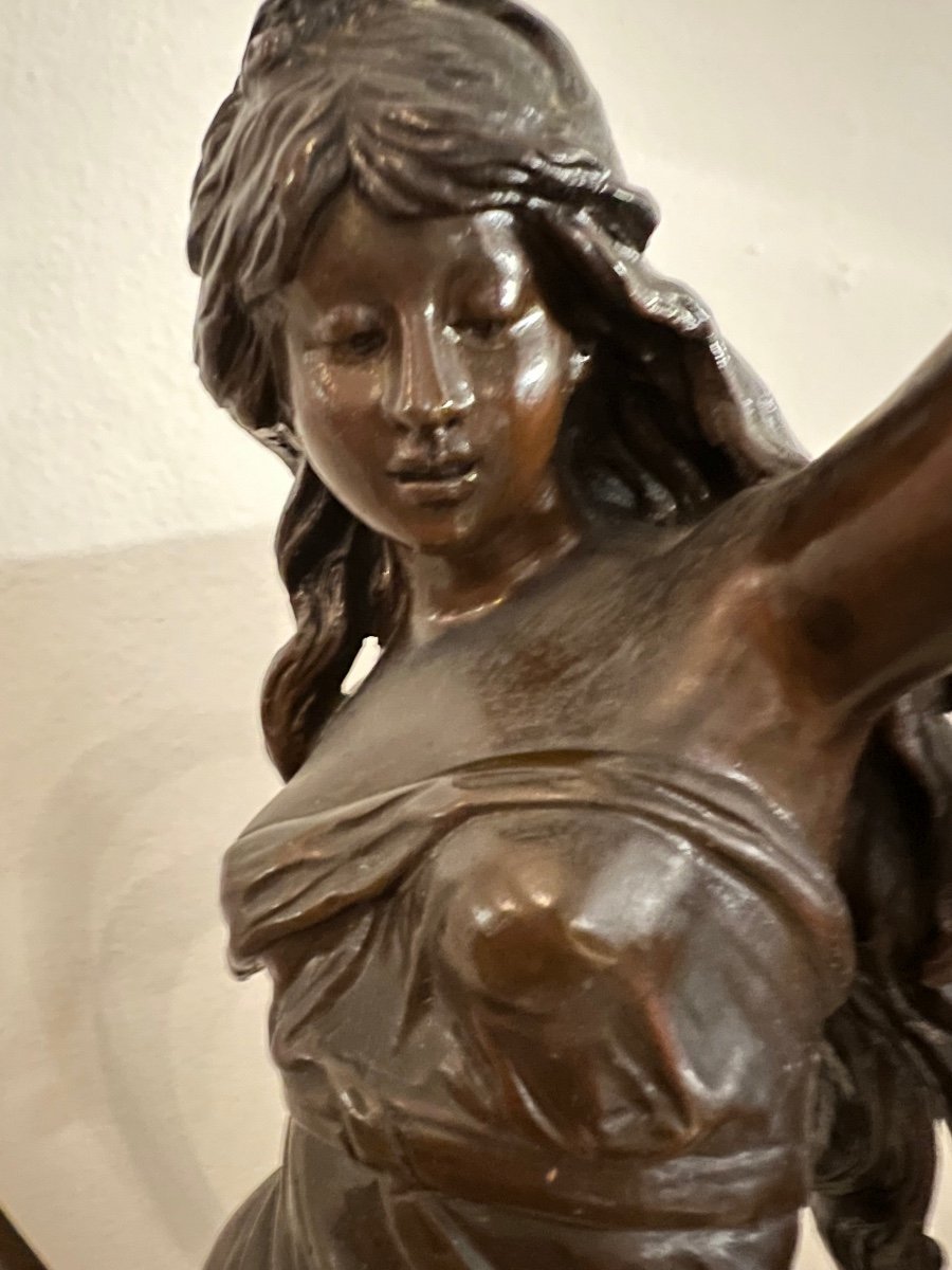 Aurora Or Selene, Bronze By Auguste Moreau-photo-1