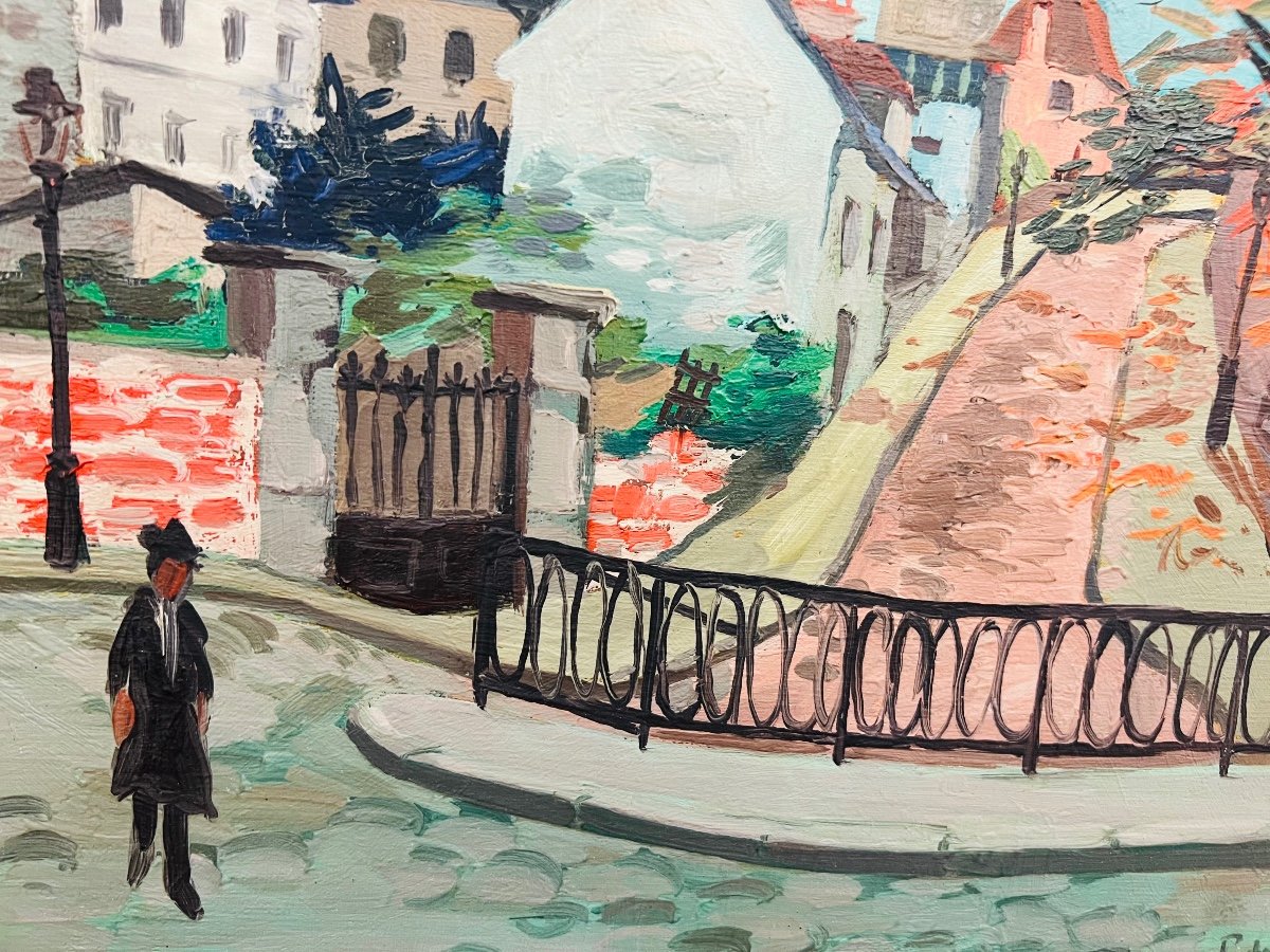 Pierre De Berroeta, Street Of Paris, Oil On Canvas-photo-3