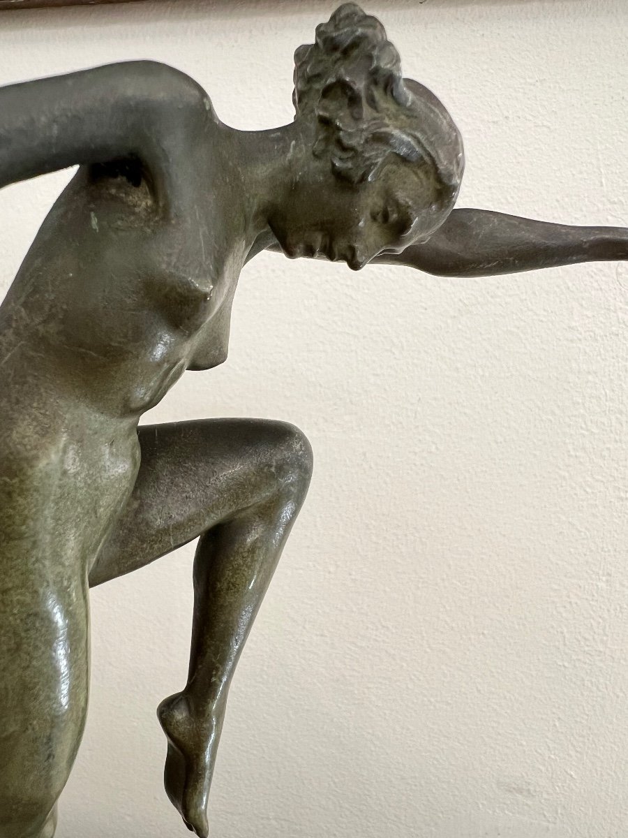 Art Deco Dancer In Bronze By Eugène Doumenc-photo-2