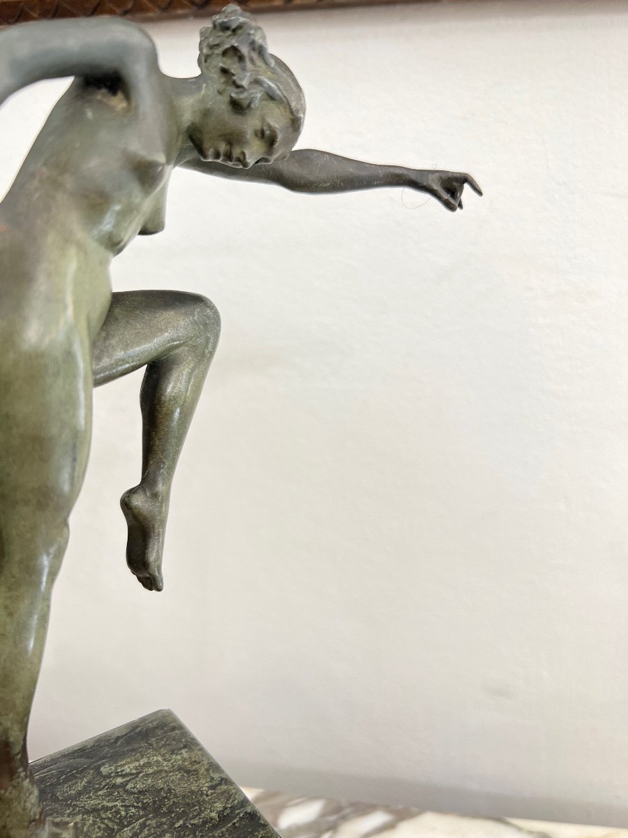 Art Deco Dancer In Bronze By Eugène Doumenc-photo-3