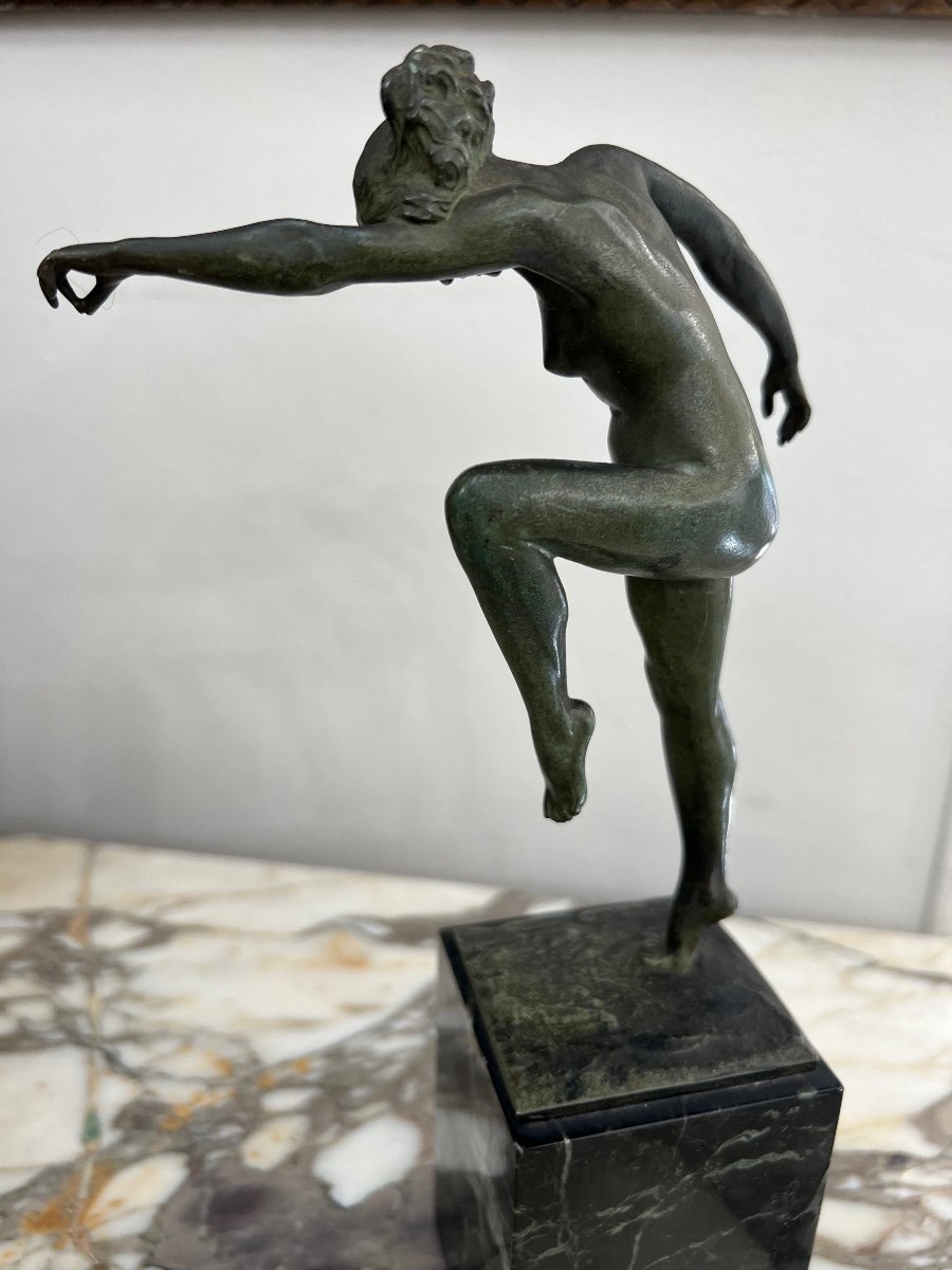 Art Deco Dancer In Bronze By Eugène Doumenc-photo-4