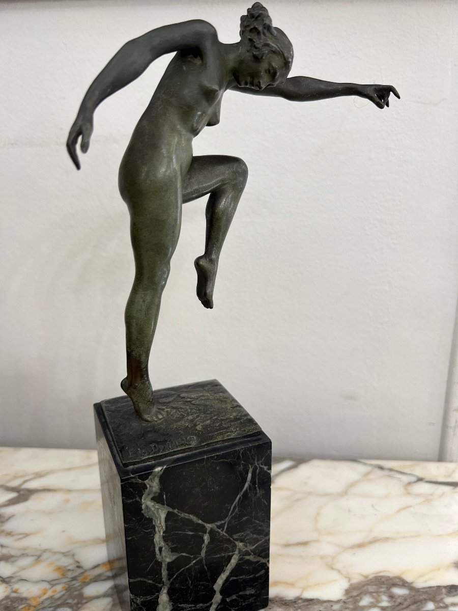 Art Deco Dancer In Bronze By Eugène Doumenc