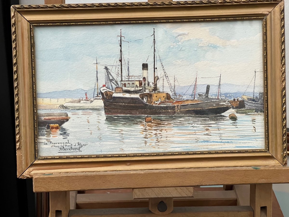 André Casabonne, Portrait Of Boat In The Port Of Algiers