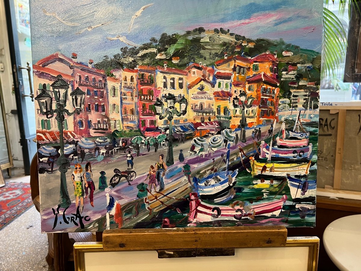 Yvon Grac: Strolling On The Quai Of Villefranche Sur Mer -photo-3