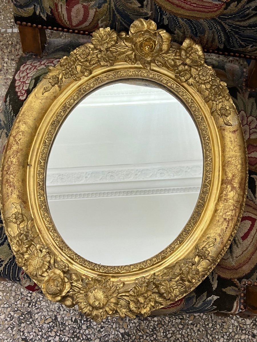 Miroir Ovale Doré à L’or Fin