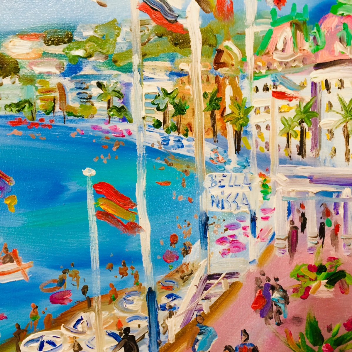  La Promenade Des Anglais Animée  par  Yvon Grac. Huile Sur Toile 50 X 61 cm-photo-3