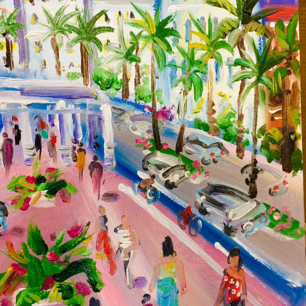  La Promenade Des Anglais Animée  par  Yvon Grac. Huile Sur Toile 50 X 61 cm-photo-1