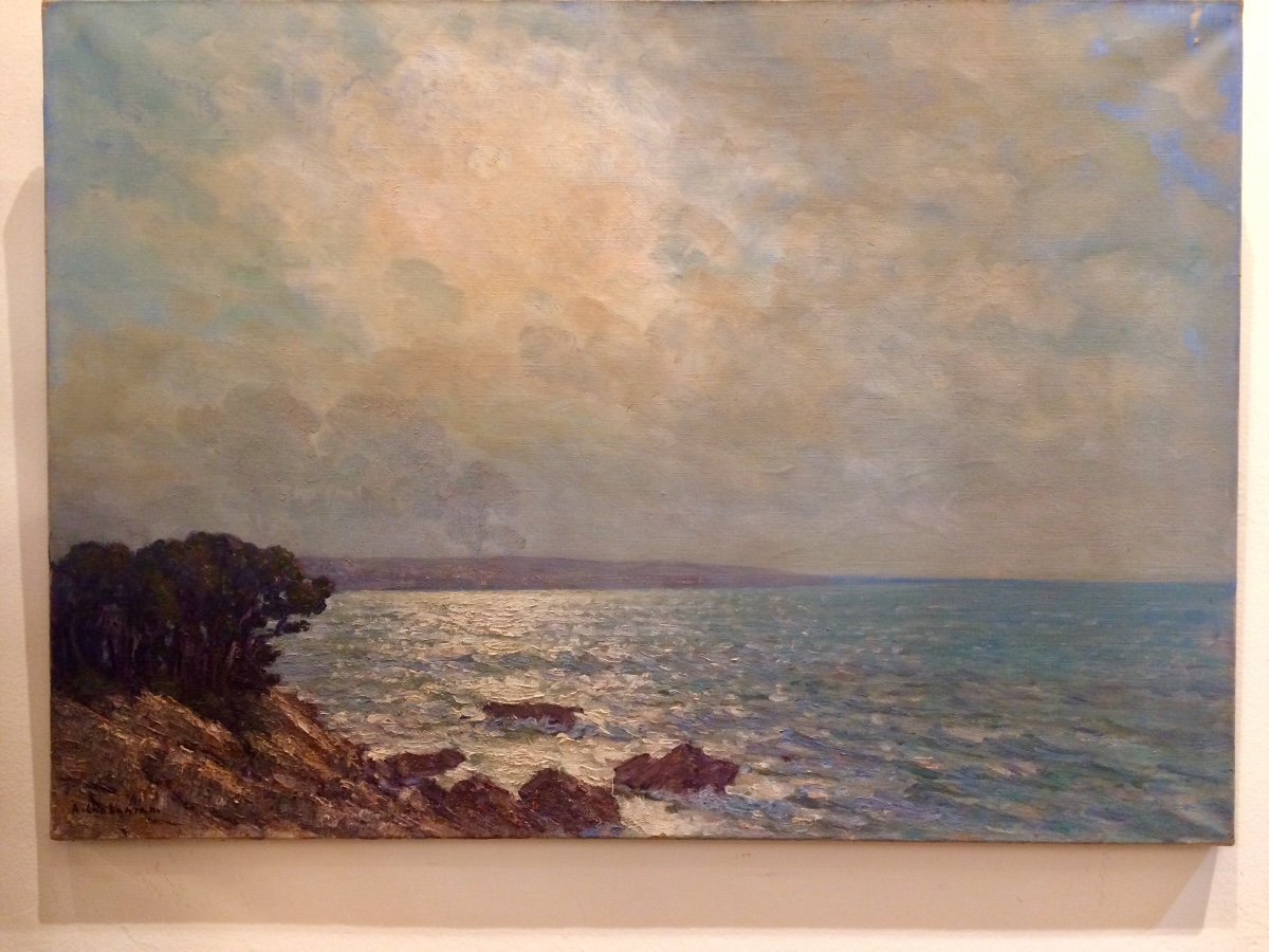 Bord De Mer, Huile Sur Toile De Arsène Chabanian  Ou Arsen Chabanyan, Peintre Arménien -photo-3