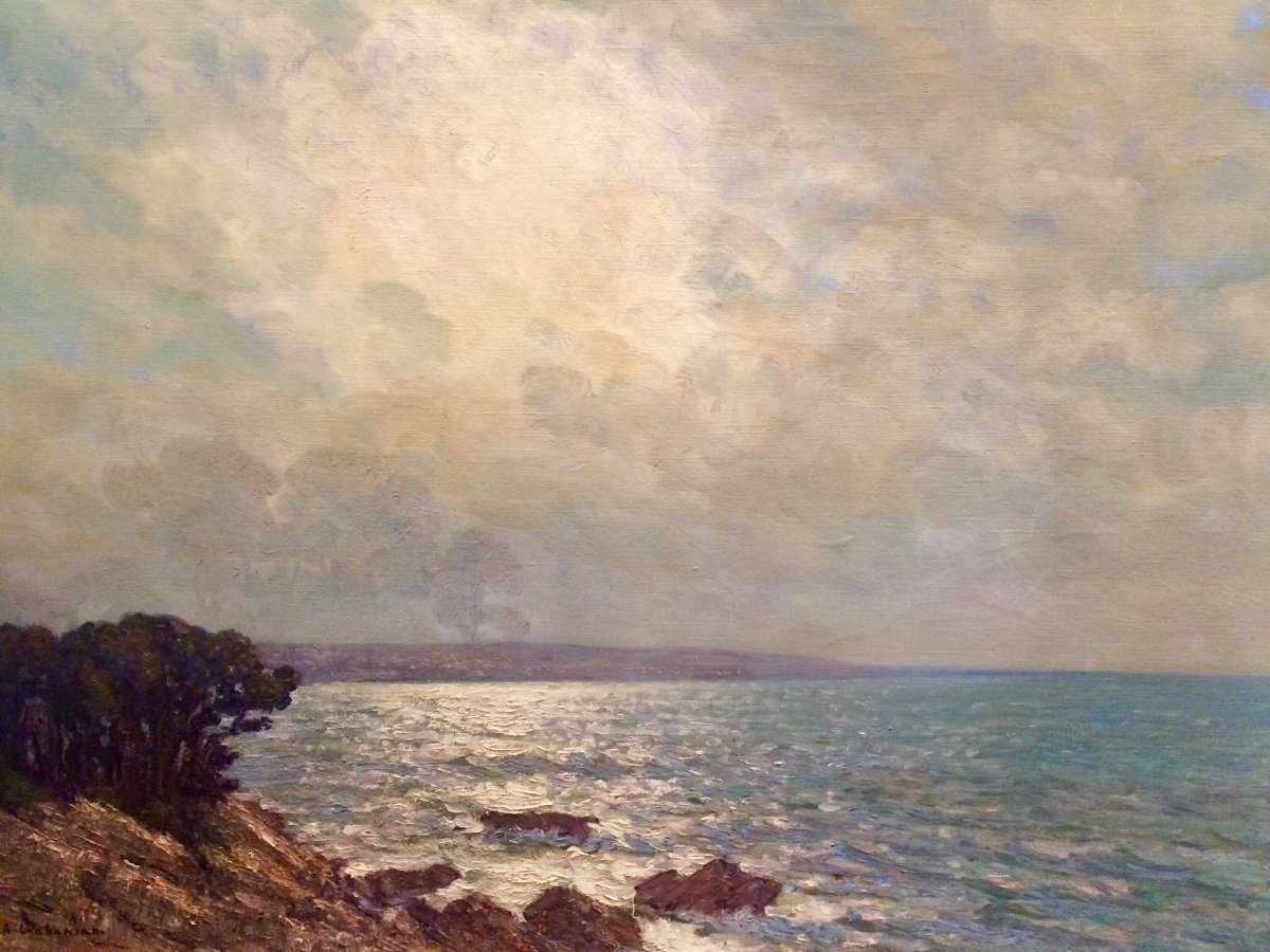 Bord De Mer, Huile Sur Toile De Arsène Chabanian  Ou Arsen Chabanyan, Peintre Arménien 