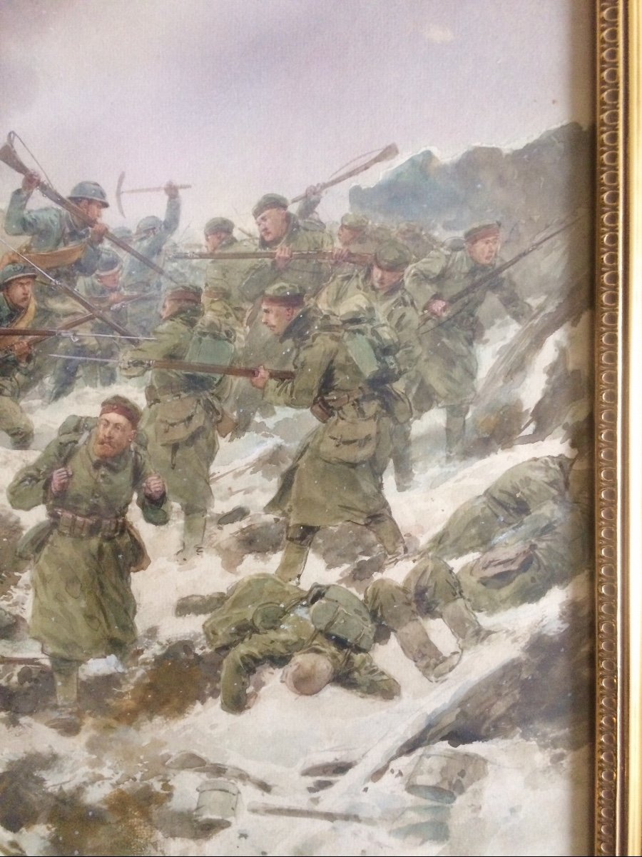 Pierre Comba, Peintre De Chasseurs Alpins : La Bataille Du Sudel  (vosges)-photo-3