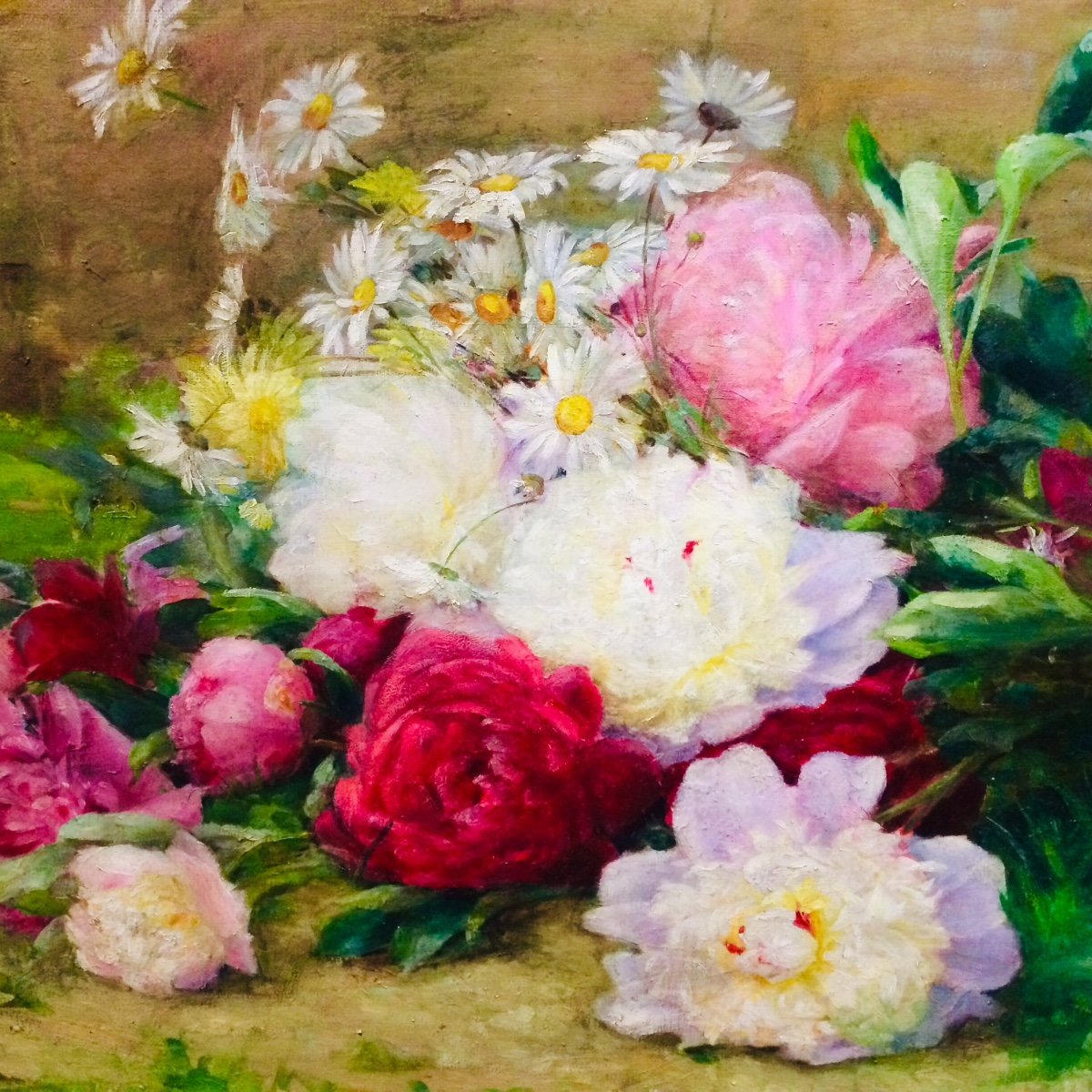 Grand Tableau De Fleurs époque Napoléon III -photo-1