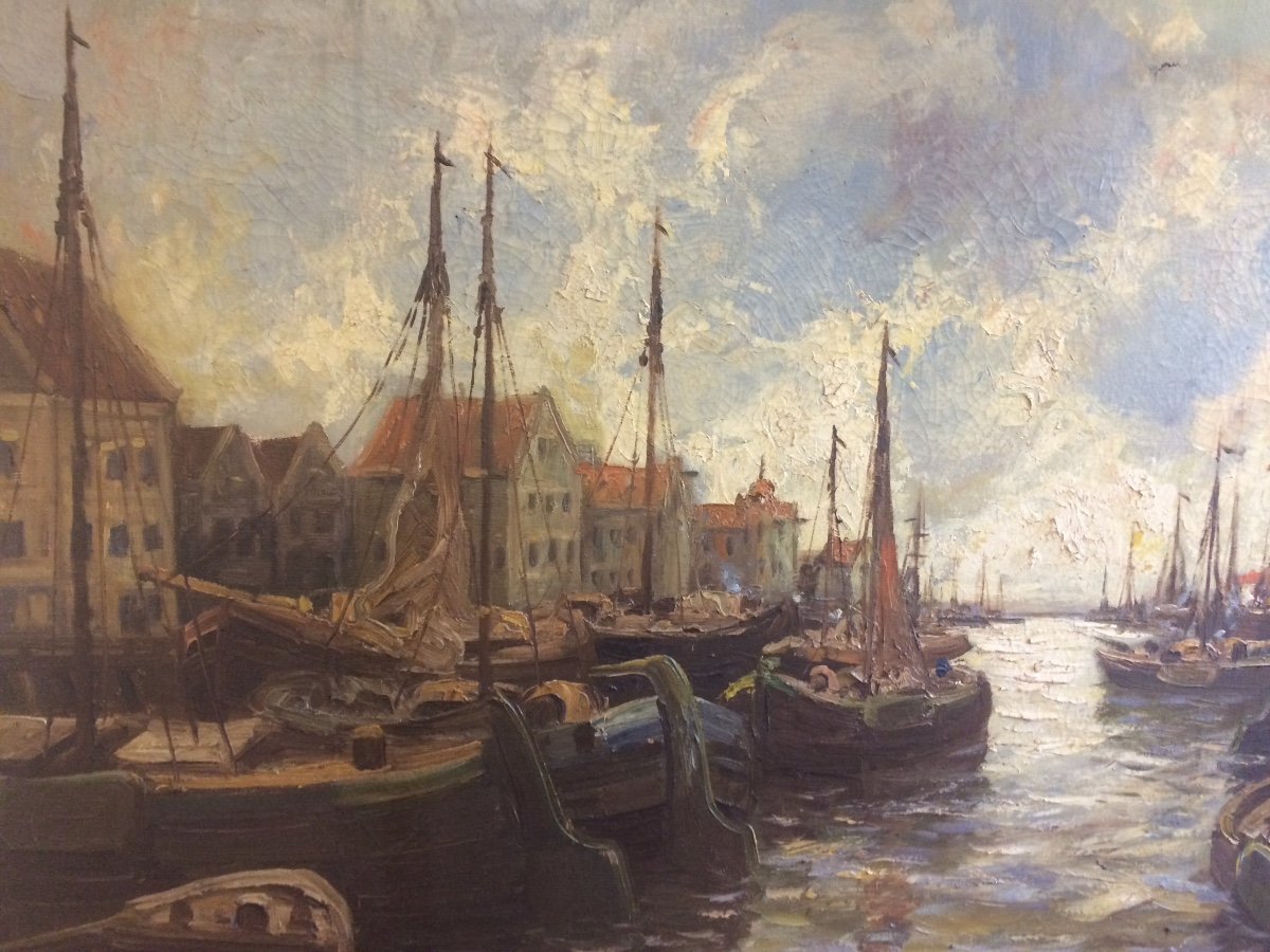 Josef Dederichs: Northern European Port Painting-photo-3
