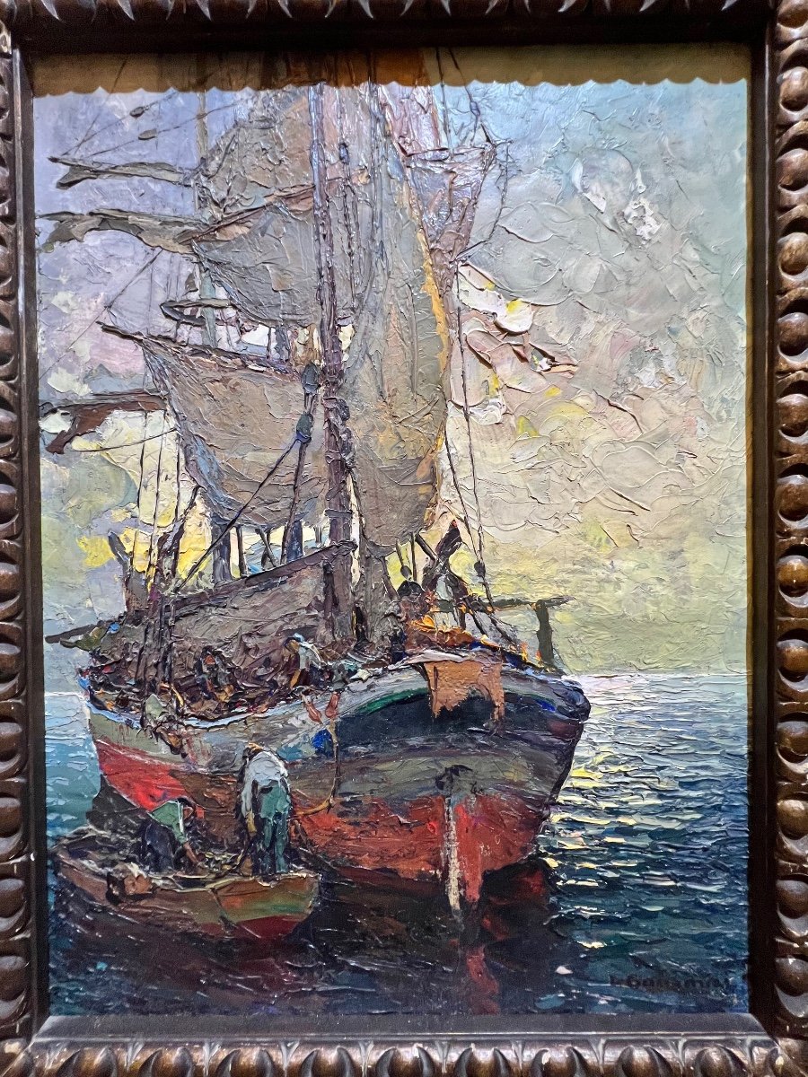 Fishing Boat Near Saint Tropez By Louis Bonamici