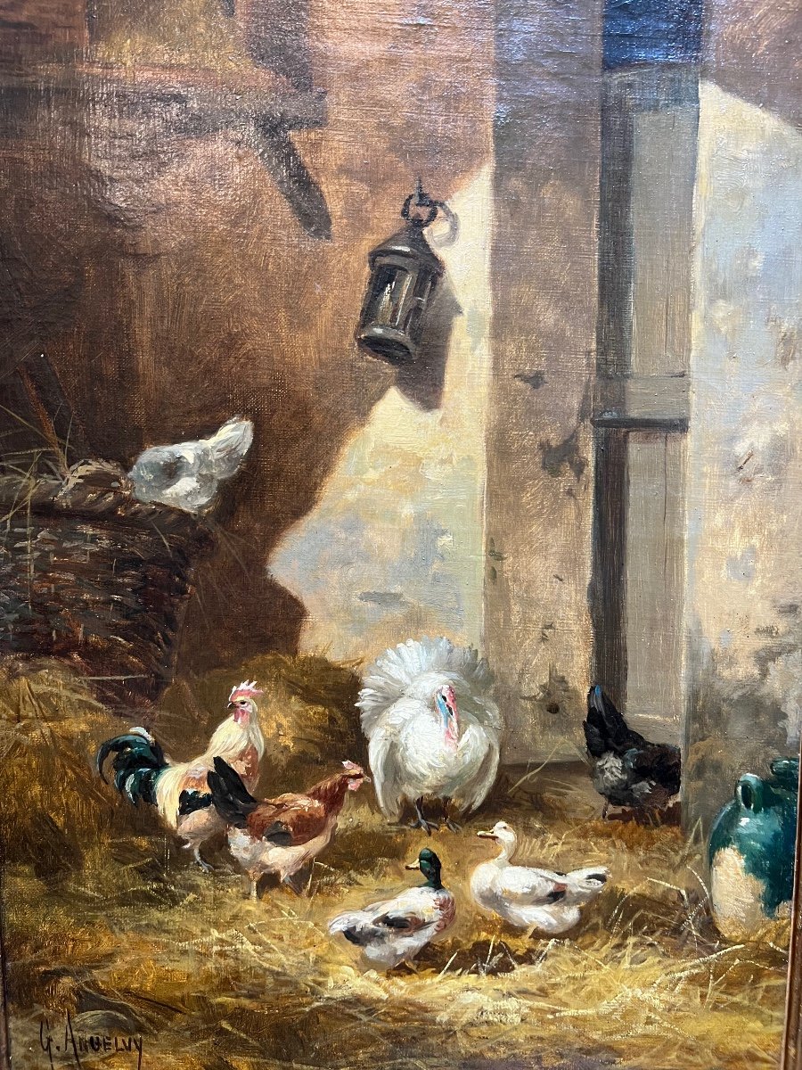 G.angelvy: The Chicken Coop, Oil On Canvas 19th