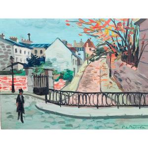 Pierre De Berroeta, Street Of Paris, Oil On Canvas