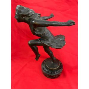 Danseuse En Bronze, époque Art Déco, Par Laure Hayman