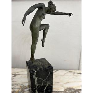 Art Deco Dancer In Bronze By Eugène Doumenc