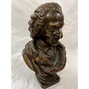 Buste En Bronze, Représentant Jean-jacques Rousseau époque XIXe Siècle