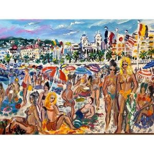 Au Soleil à Nice L’été, Peinture De Yvon Grac