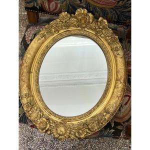 Oval Mirror Gilded With Fine Gold