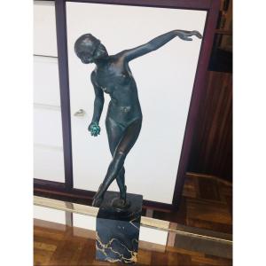  Lucien Alliot : Danseuse Art Déco En Bronze 