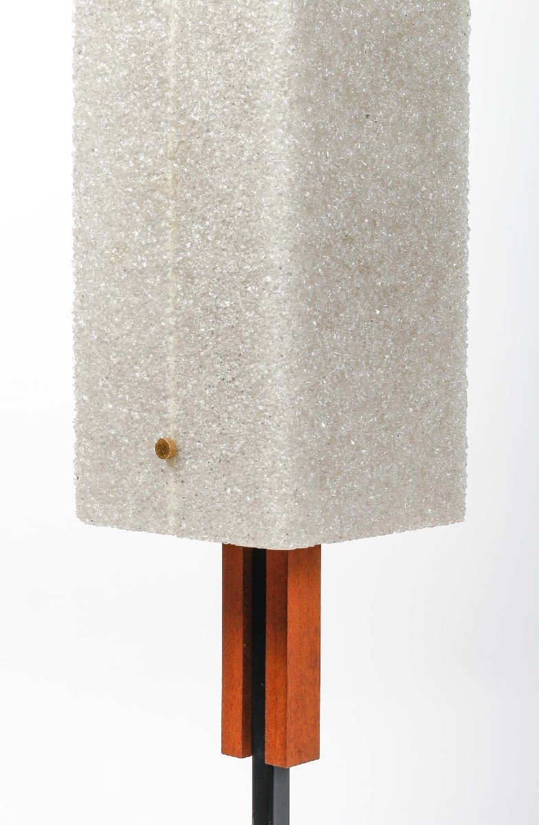 Floor Lamp In Granite Resin And Wood 1950s-photo-4