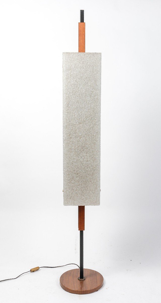 Floor Lamp In Granite Resin And Wood 1950s-photo-1