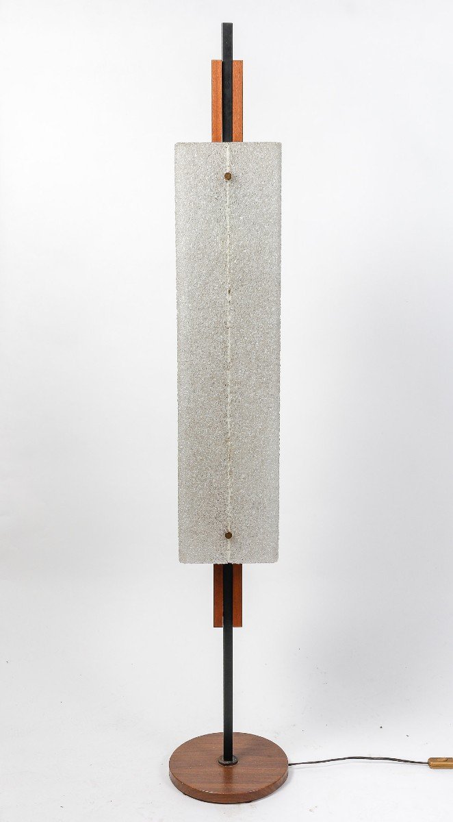 Floor Lamp In Granite Resin And Wood 1950s-photo-2