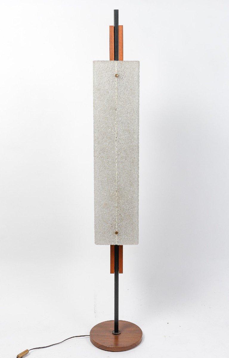 Floor Lamp In Granite Resin And Wood 1950s