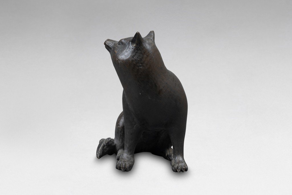 Bronze - Seated Fox, Japan Meiji 19th Century-photo-2