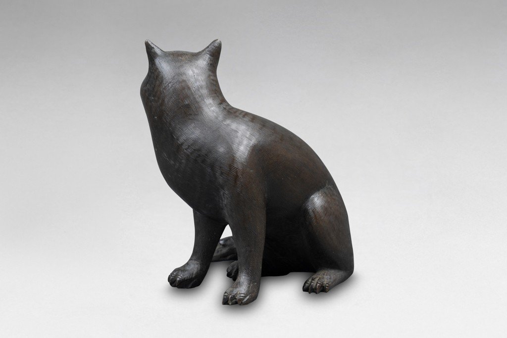 Bronze - Seated Fox, Japan Meiji 19th Century-photo-3