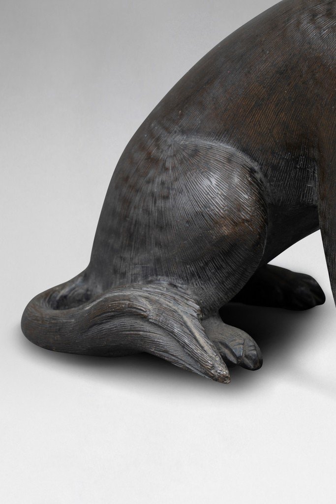 Bronze - Seated Fox, Japan Meiji 19th Century-photo-1