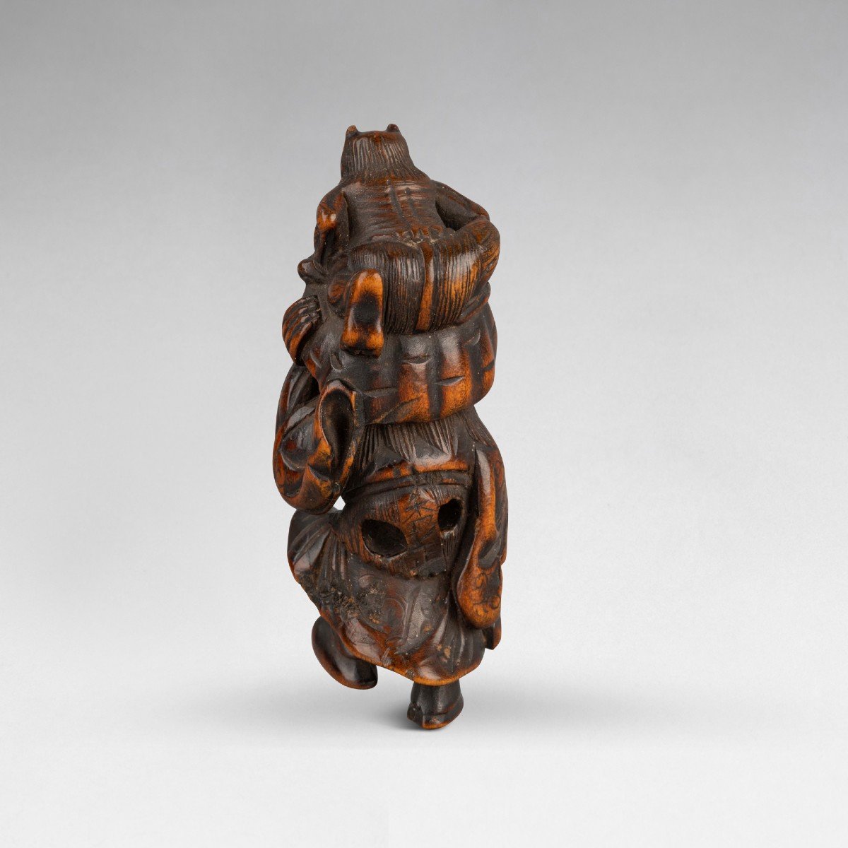 Netsuke En Buis Représentant Shoki Et Oni. Japon 19 Edo-photo-1