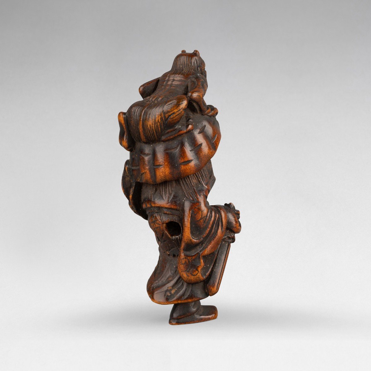 Netsuke En Buis Représentant Shoki Et Oni. Japon 19 Edo-photo-2