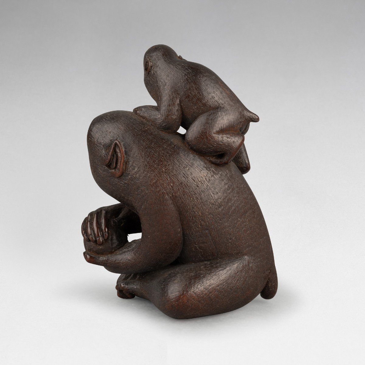 Netsuke – Par Hokyudo Itsumin. Deux Singes. Japon Edo 19e-photo-1